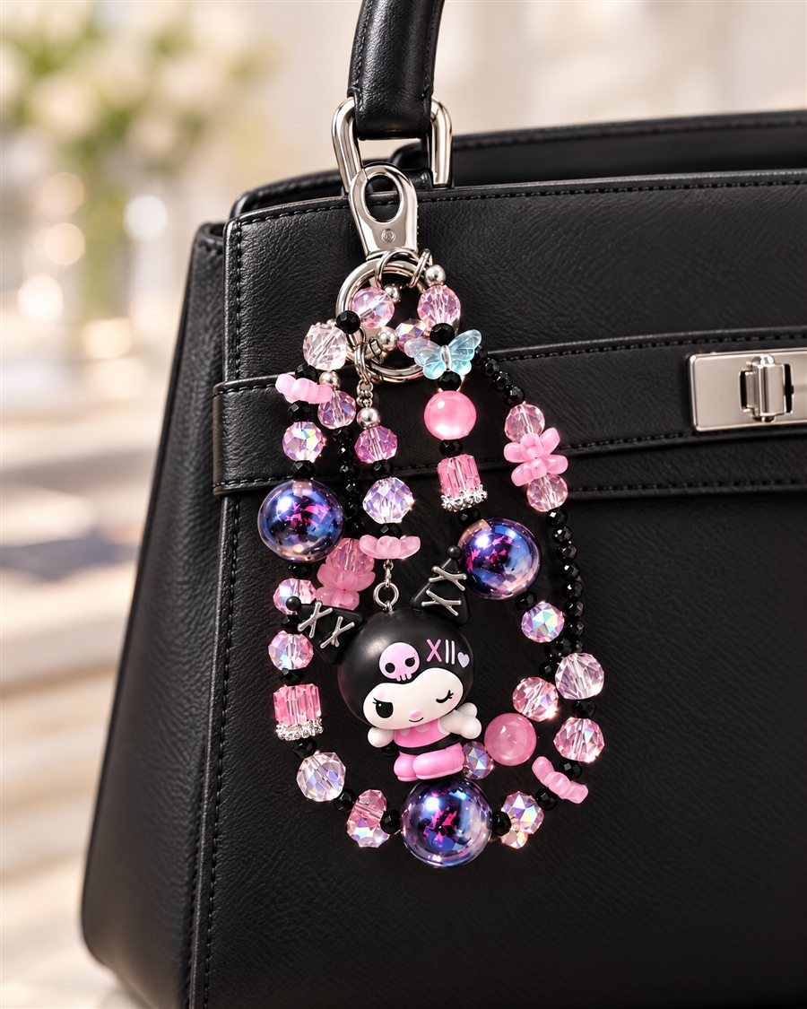 Kuromi Charm on a handbag