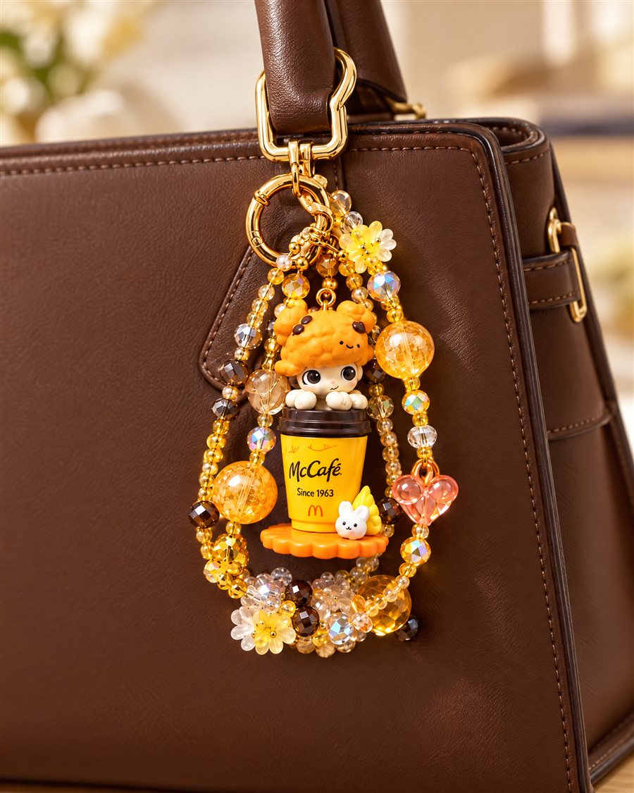 McCafe Bear Charm on a handbag