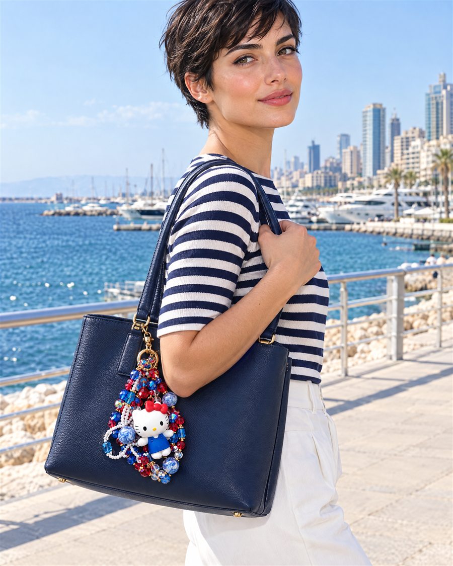 Royal Blue Kitty Charm worn in Lebanon
