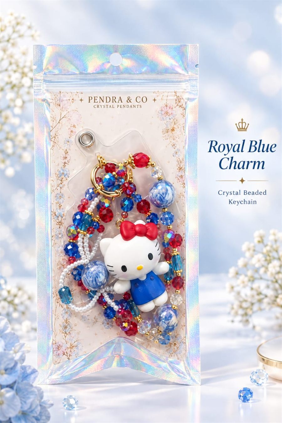 Royal Blue Kitty Charm styled
