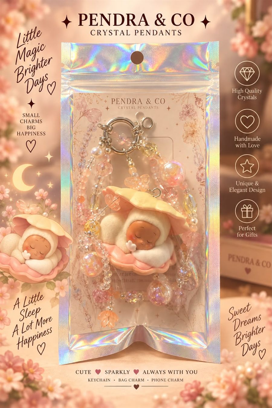 Sleeping Seashell Charm styled